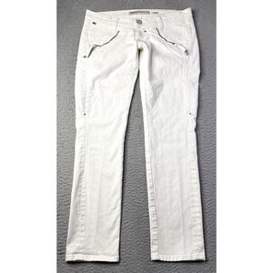 MISS SIXTY Jeans Womens Size 32 White Ultra Low Rise Zipper Y2K Style Designer